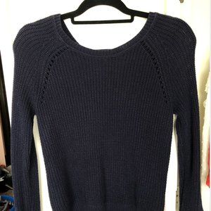 Francescas Navy Zip Up Knit Sweater